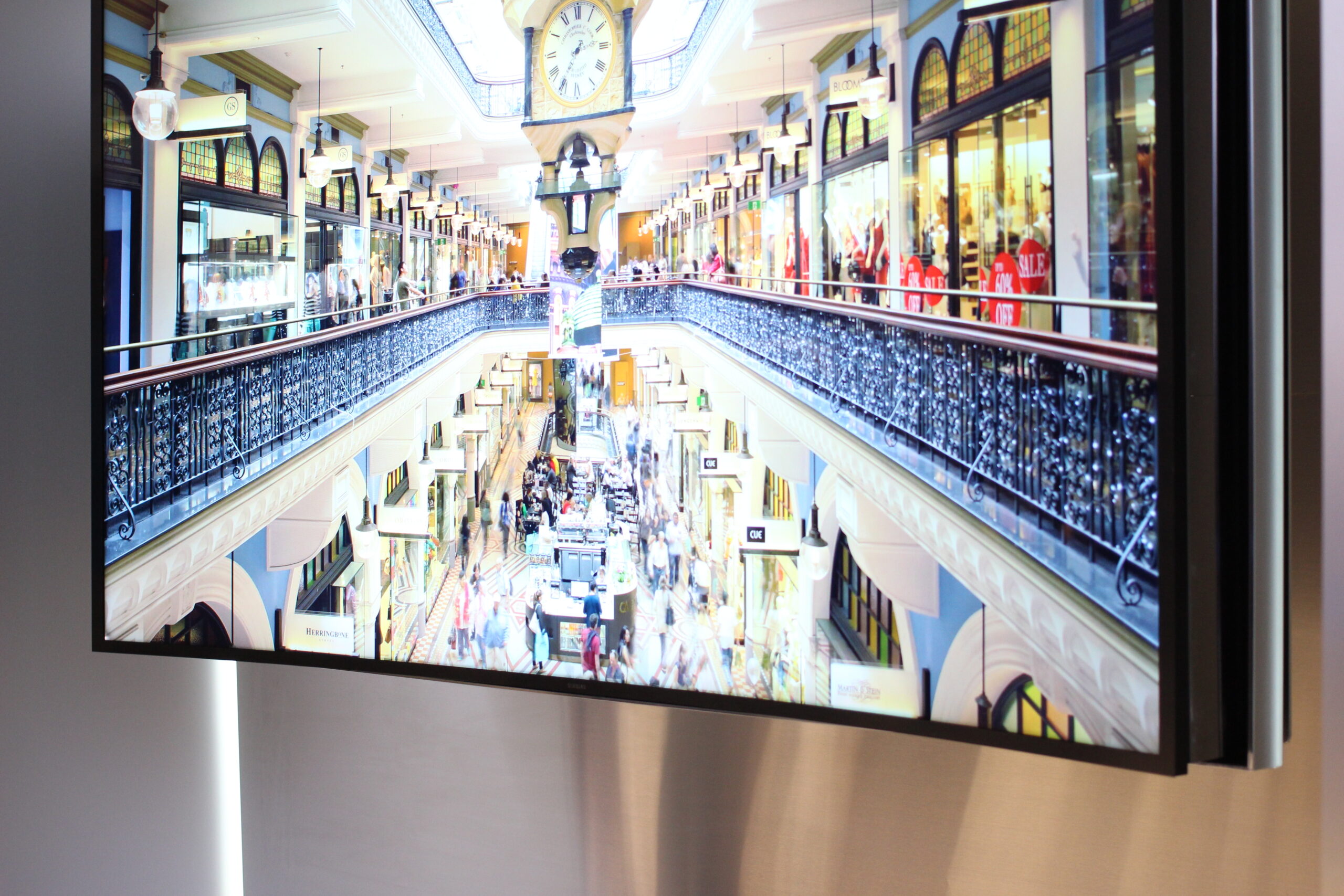 Curved Samsung TV screen close-up